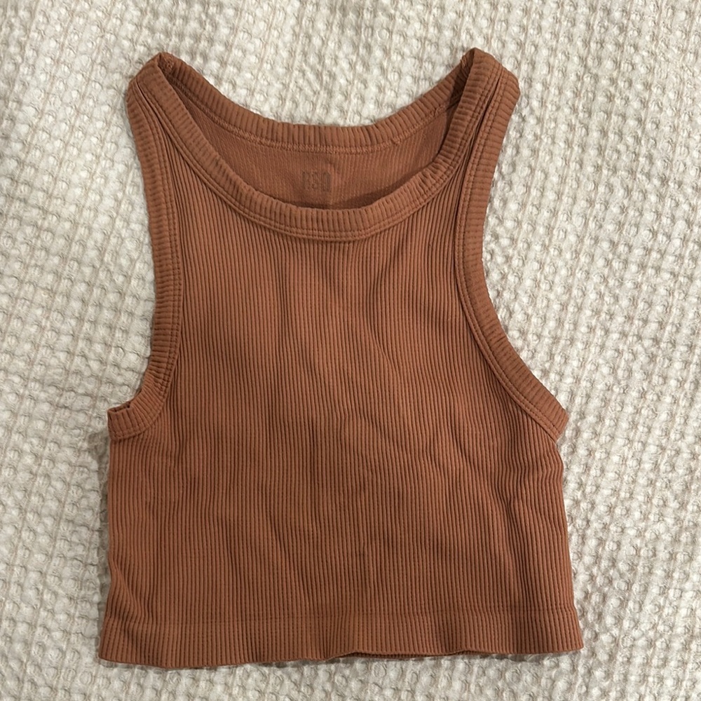 Ribbed Brown Crop Top